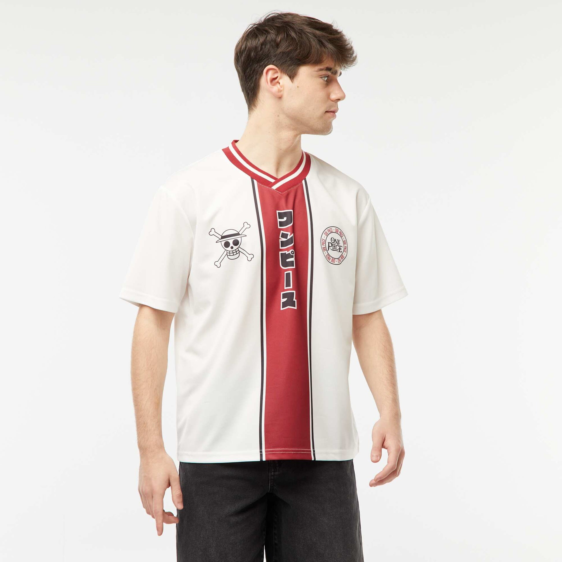 Tee-shirt style sport 'One Piece' BLANC/ROUGE