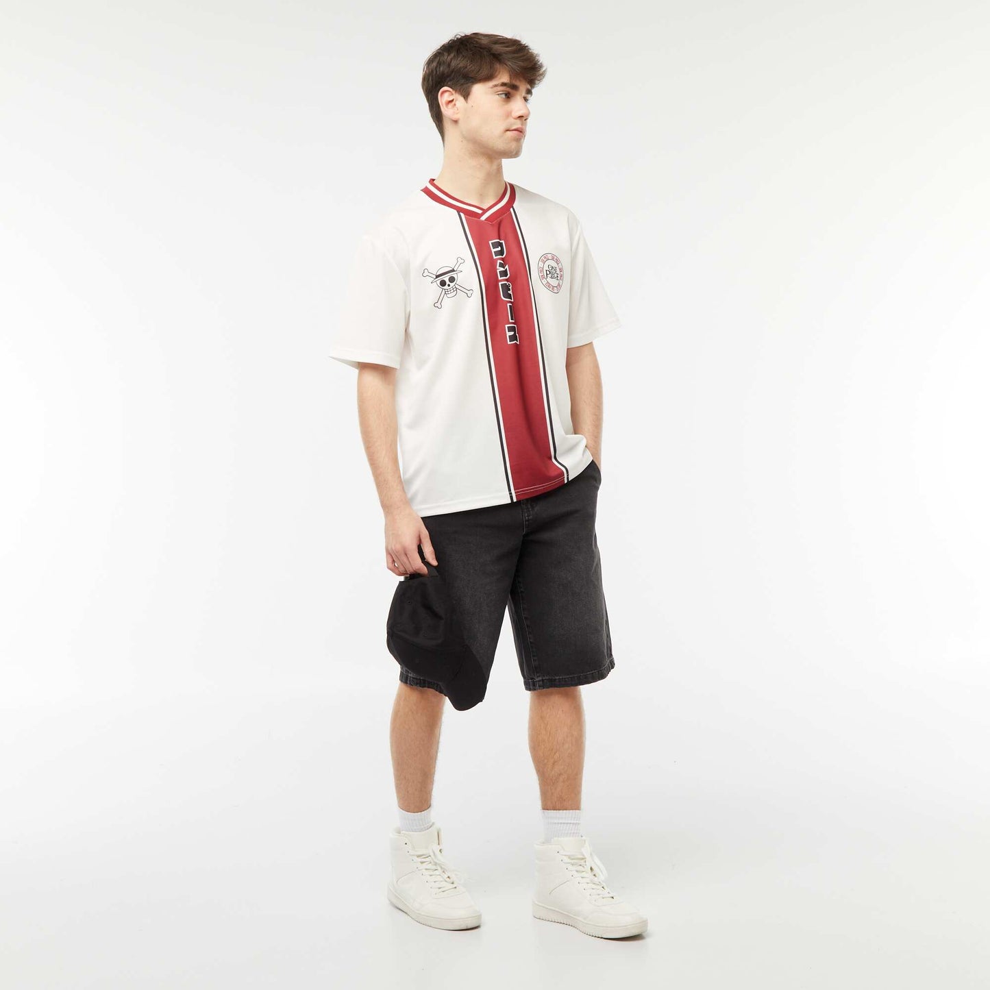 Tee-shirt style sport 'One Piece' BLANC/ROUGE