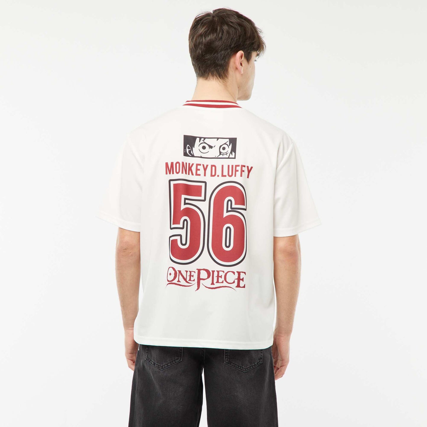 Tee-shirt style sport 'One Piece' BLANC/ROUGE