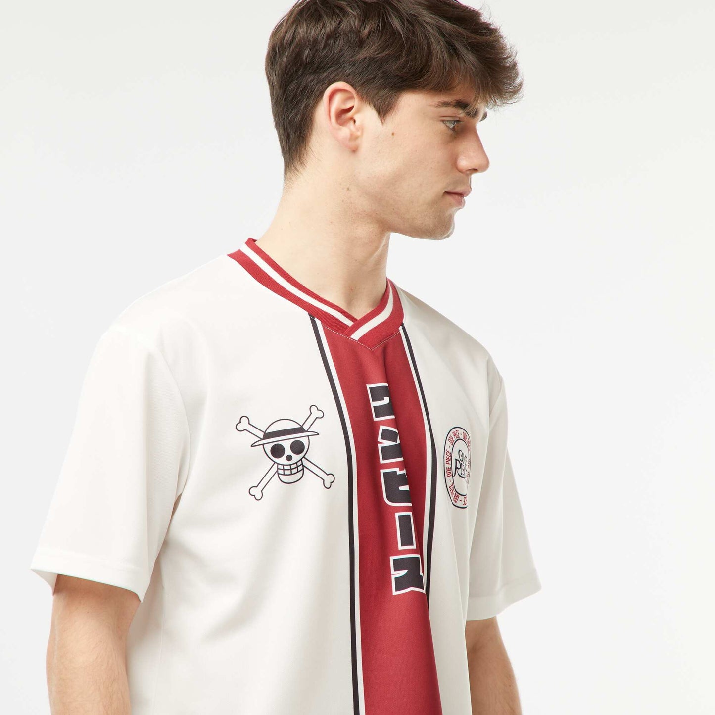 Tee-shirt style sport 'One Piece' BLANC/ROUGE