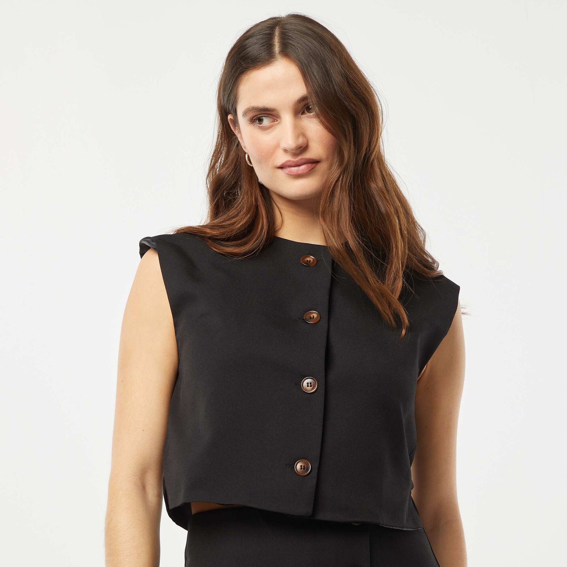 Veste sans manches unie NOIR