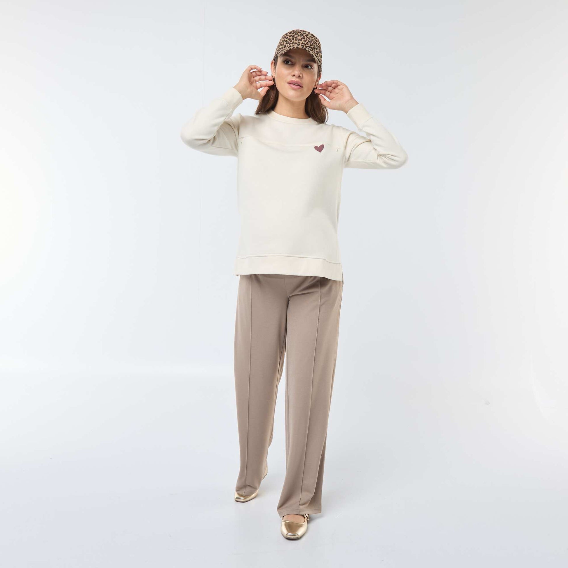 Pantalon de maternité coupe droite BEIGE