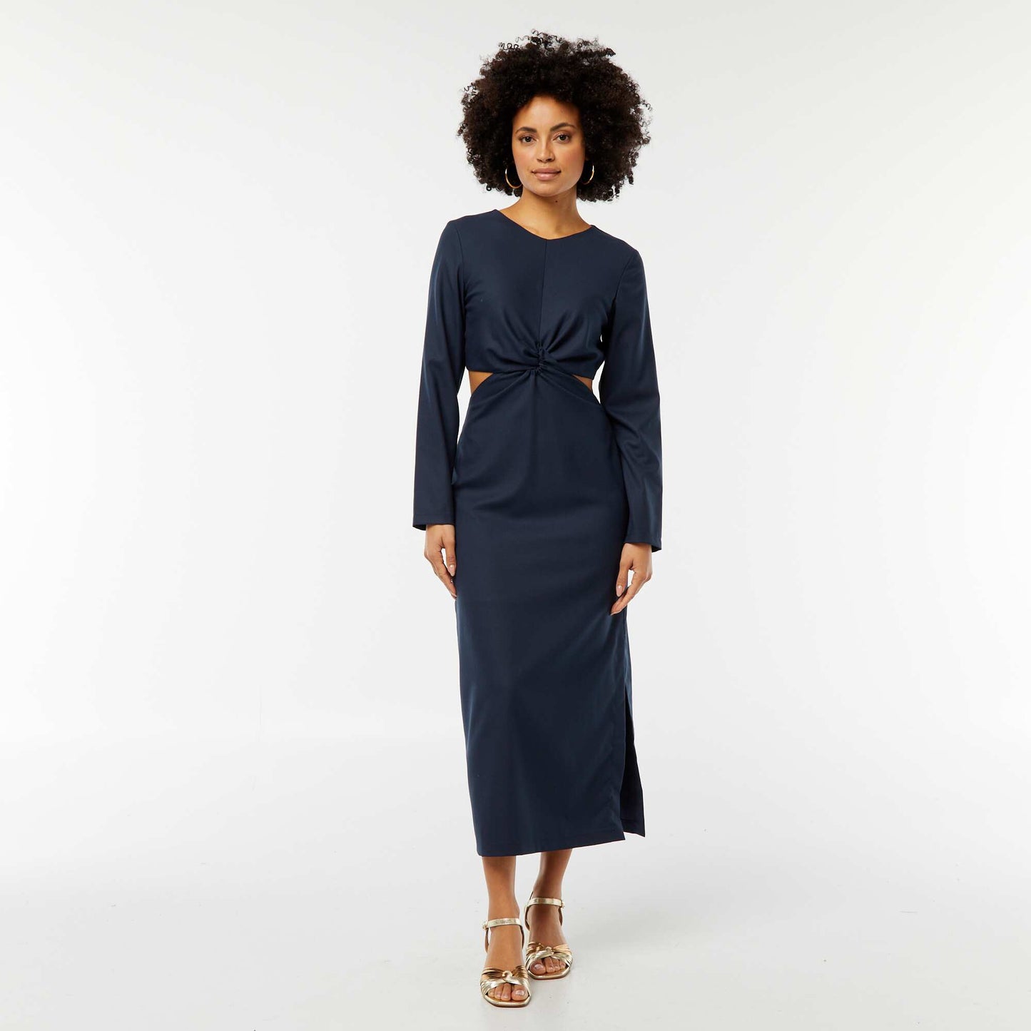 Robe midi effet twiste devant BLEU
