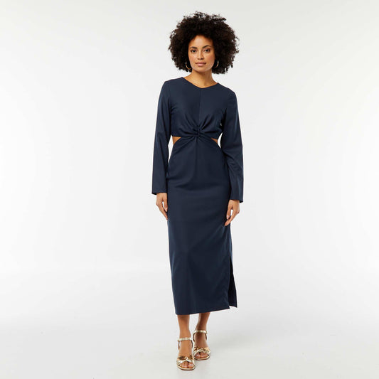Robe midi effet twiste devant BLEU
