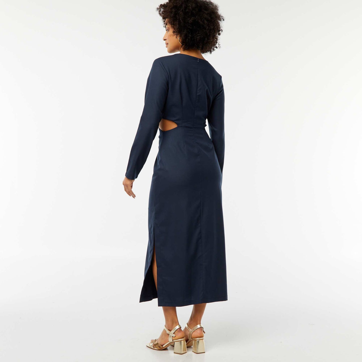 Robe midi effet twiste devant BLEU