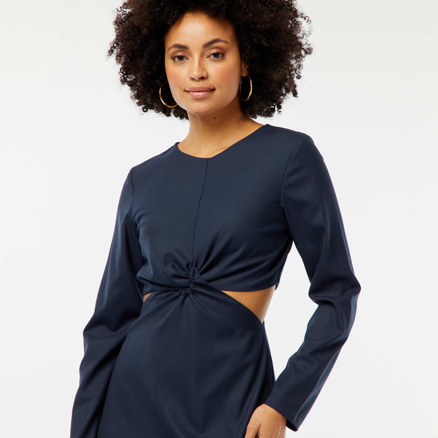 Robe midi effet twiste devant BLEU