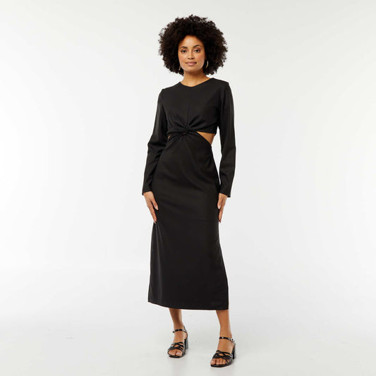 Robe midi effet twiste devant NOIR