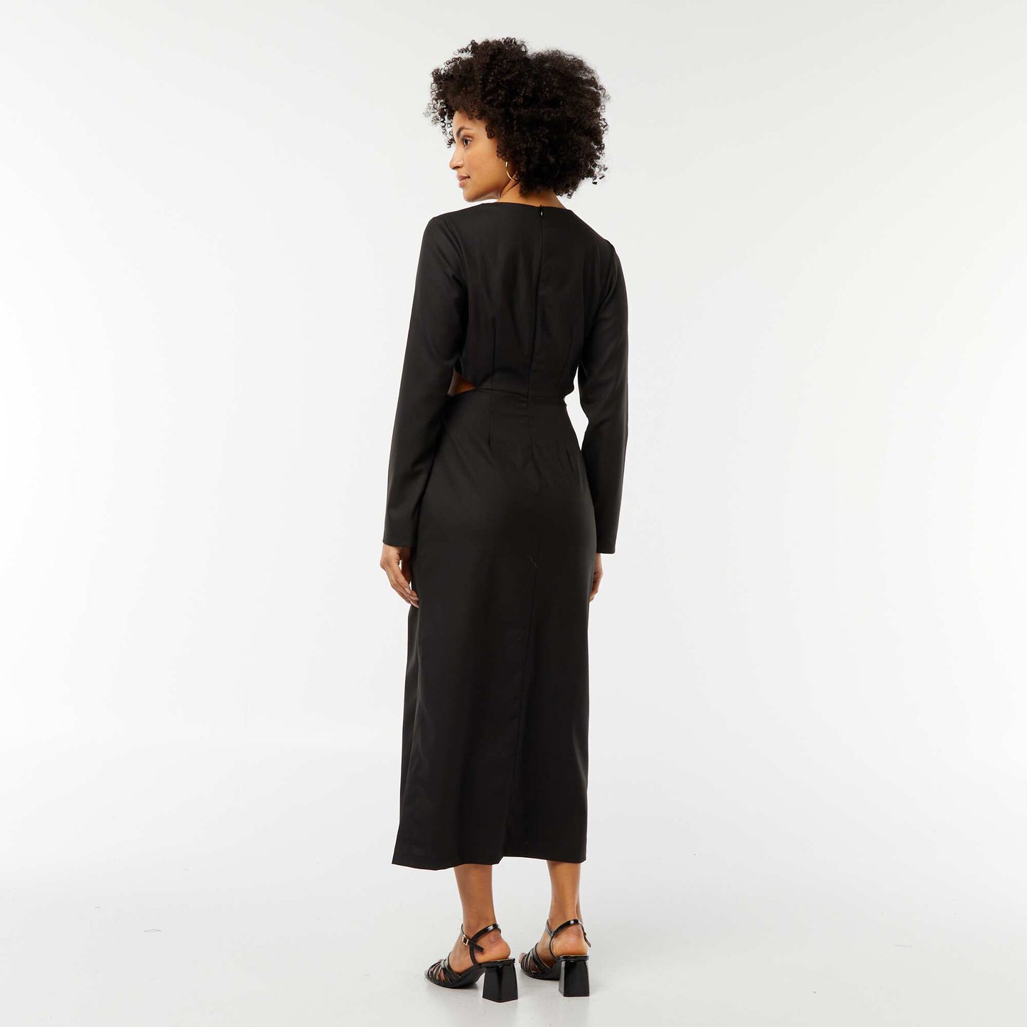 Robe midi effet twiste devant NOIR