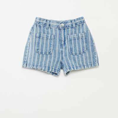 Short en jean taille haute BLEU RAYé