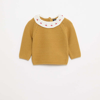 Pull point mousse avec col claudine JAUNE
