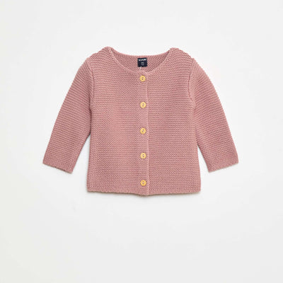 Gilet en point mousse VIEUX ROSE