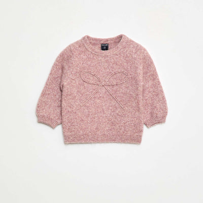 Pull en maille avec nœud fantaisie devant ROSE