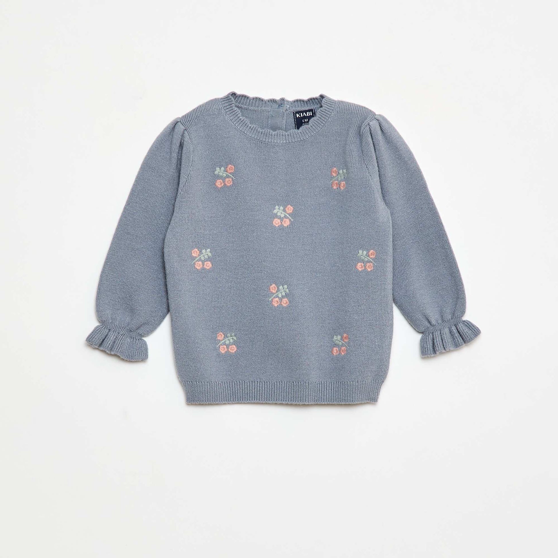 Pull en maille compacte avec broderies BLEU