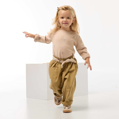 Pull en maille compacte avec broderies BEIGE