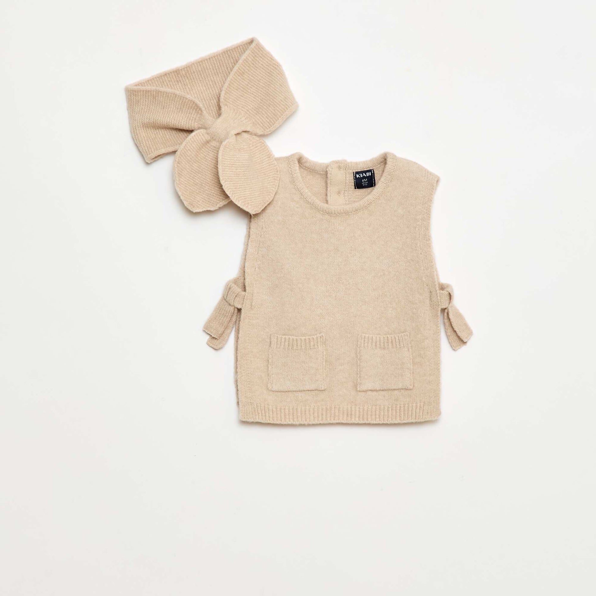 Ensemble pull + écharpe fine BEIGE