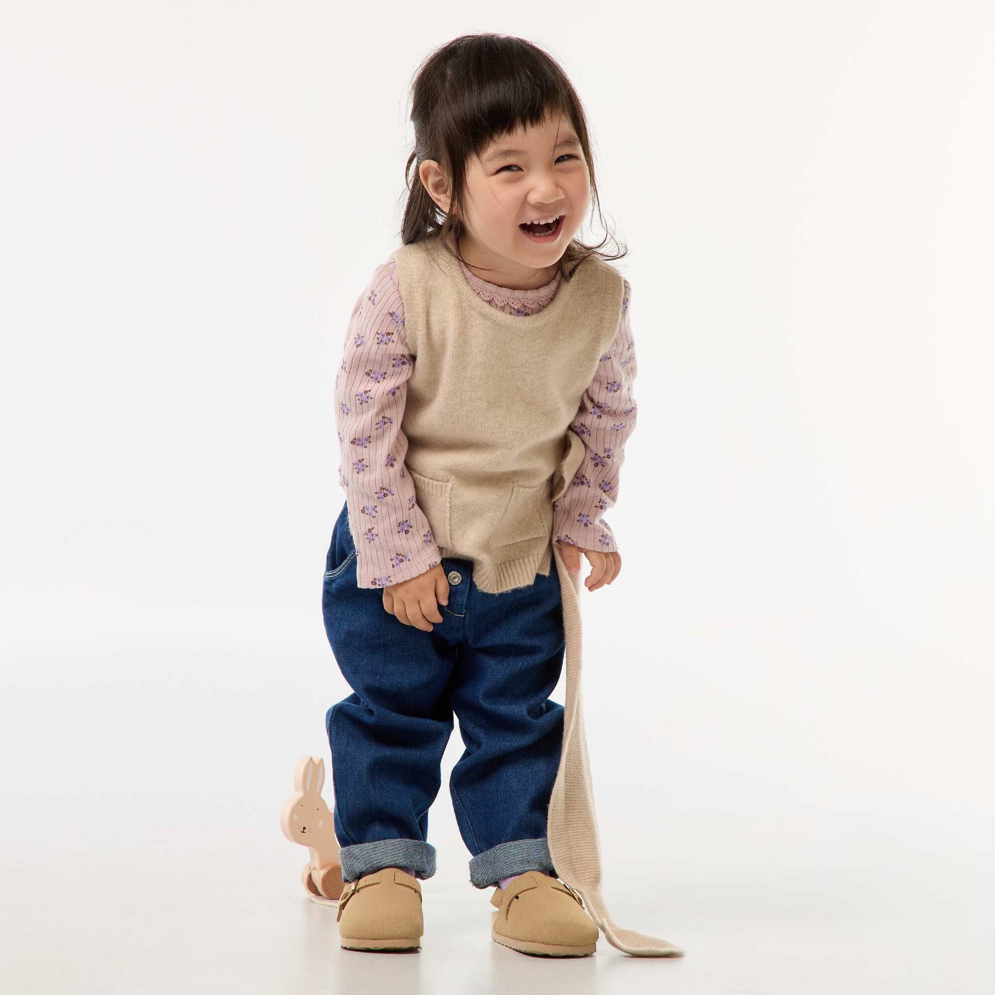 Ensemble pull + écharpe fine BEIGE