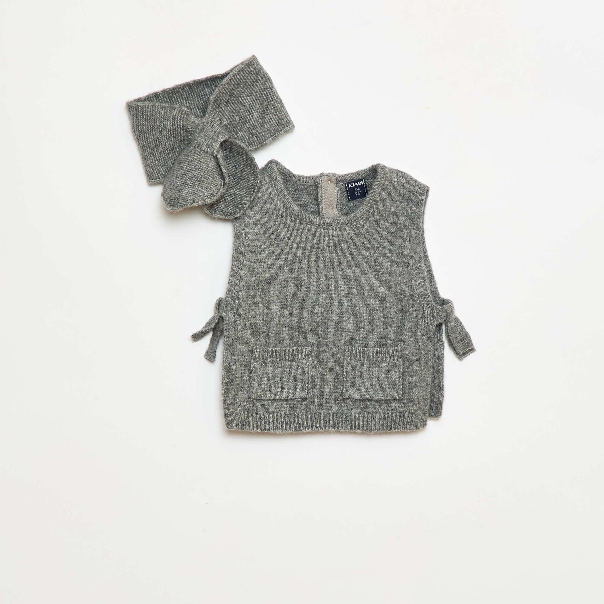 Ensemble pull + écharpe fine GRIS