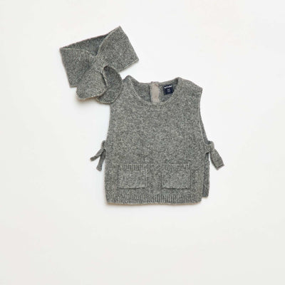 Ensemble pull + écharpe fine GRIS