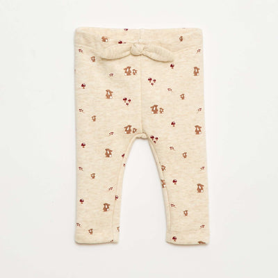 Legging fourré en molleton avec nœud BEIGE