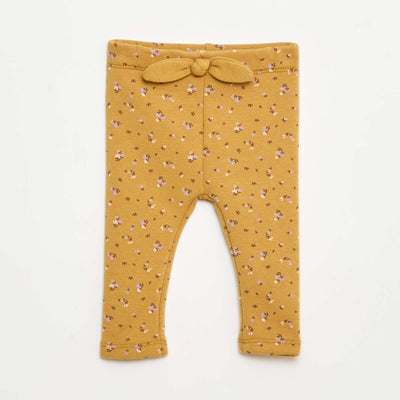 Legging fourré en molleton avec nœud JAUNE