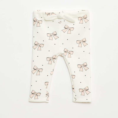 Legging fourré en molleton avec nœud BLANC