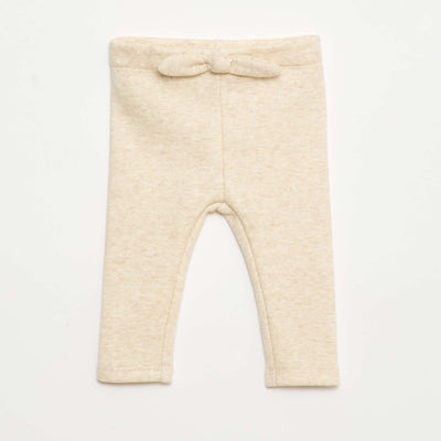 Legging fourré en molleton avec nœud BEIGE