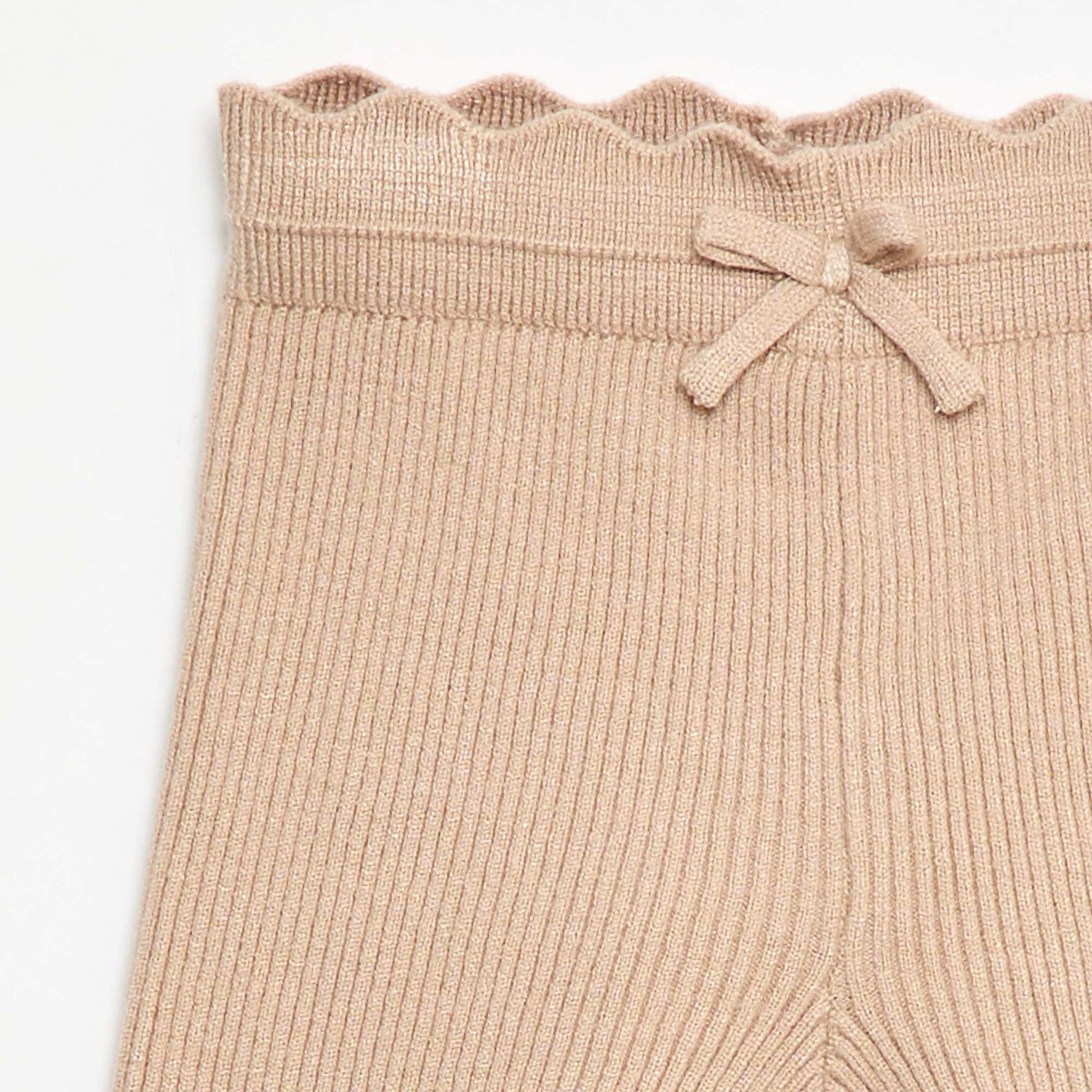 Legging côtelé avec nœud fantaisie BEIGE