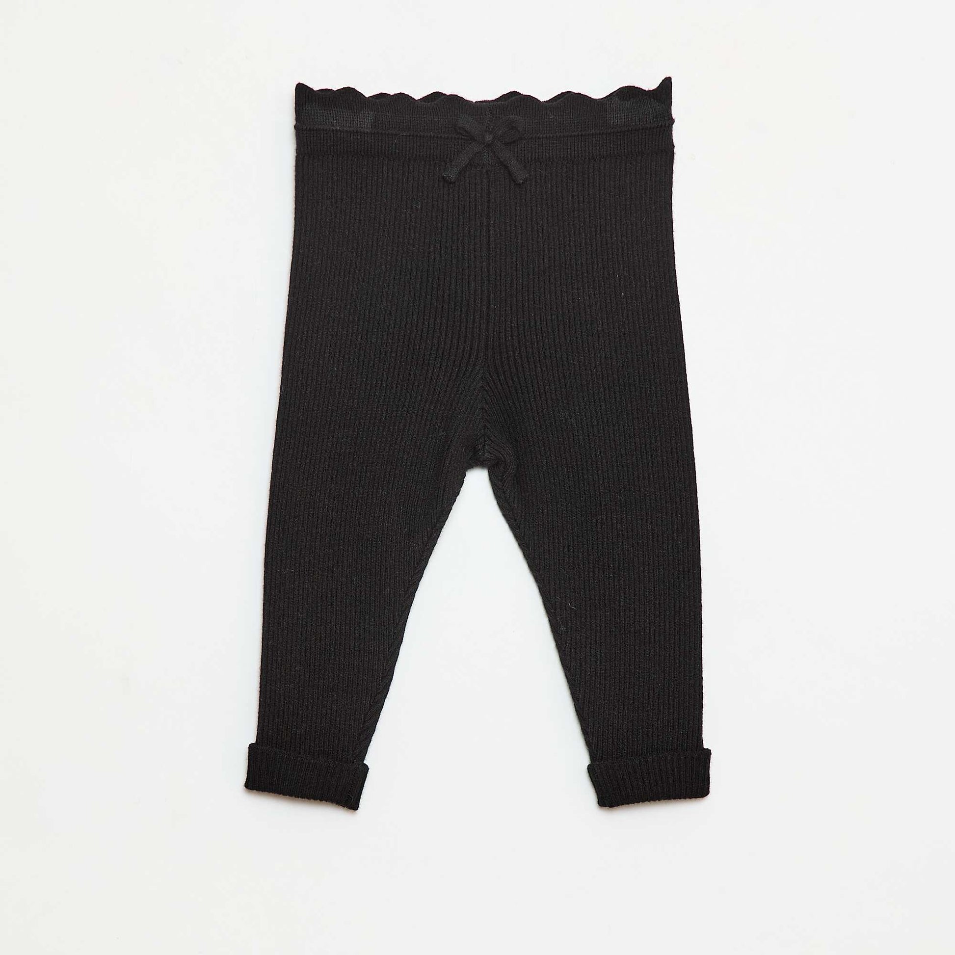 Legging côtelé avec nœud fantaisie NOIR