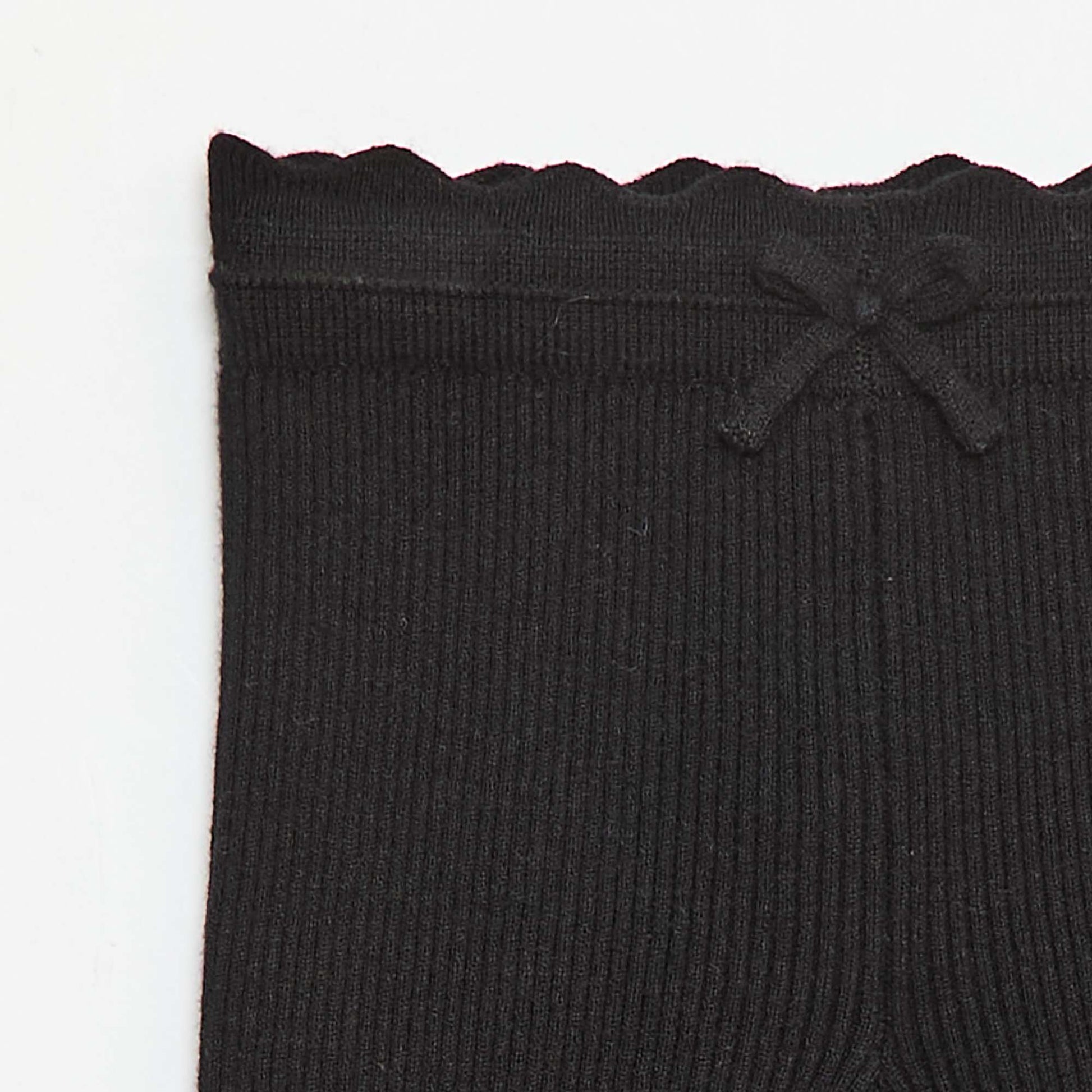 Legging côtelé avec nœud fantaisie NOIR