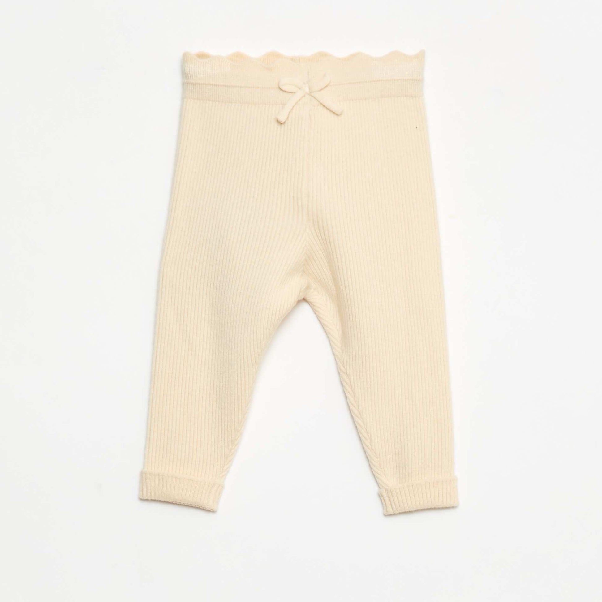 Legging côtelé avec nœud fantaisie BLANC