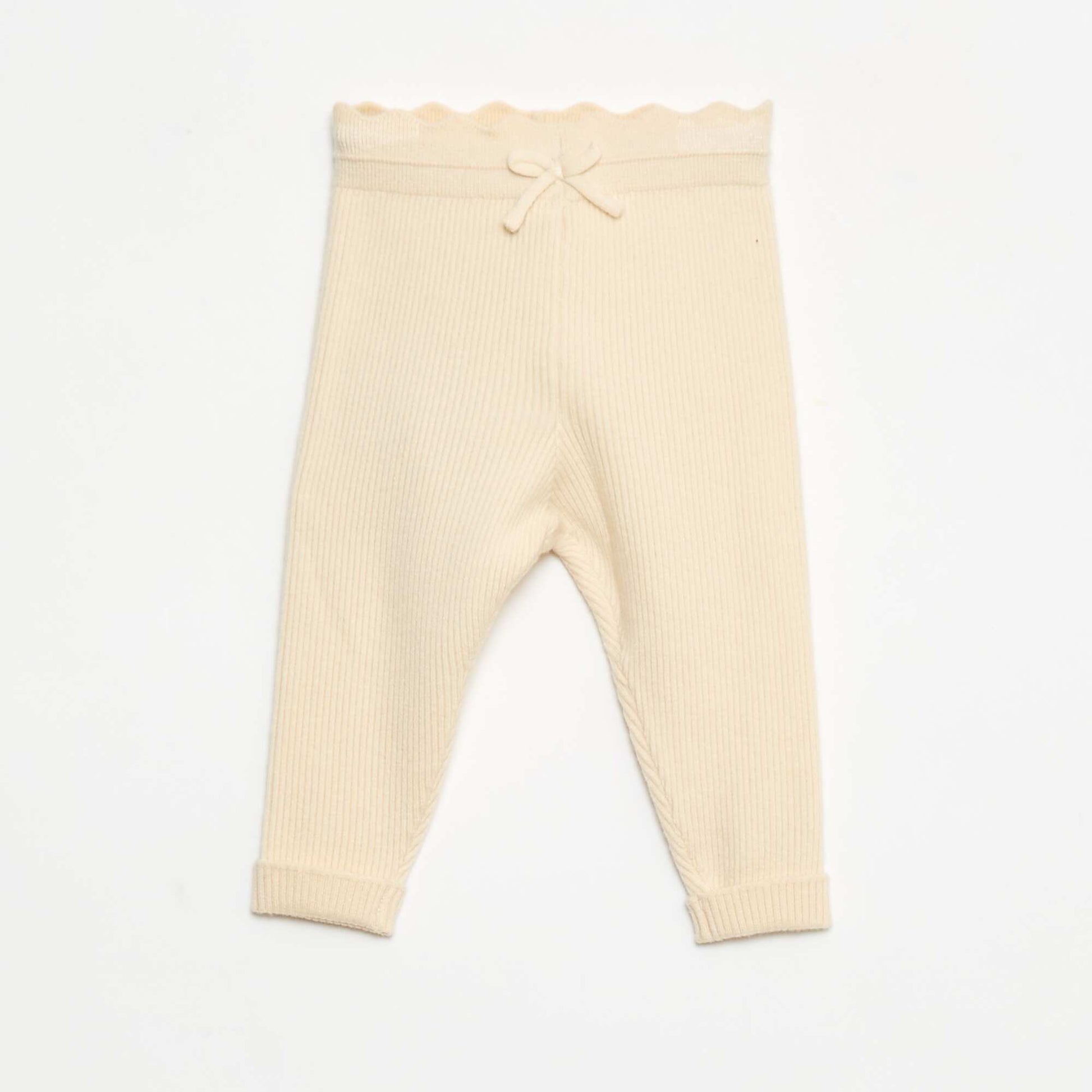 Legging côtelé avec nœud fantaisie BLANC