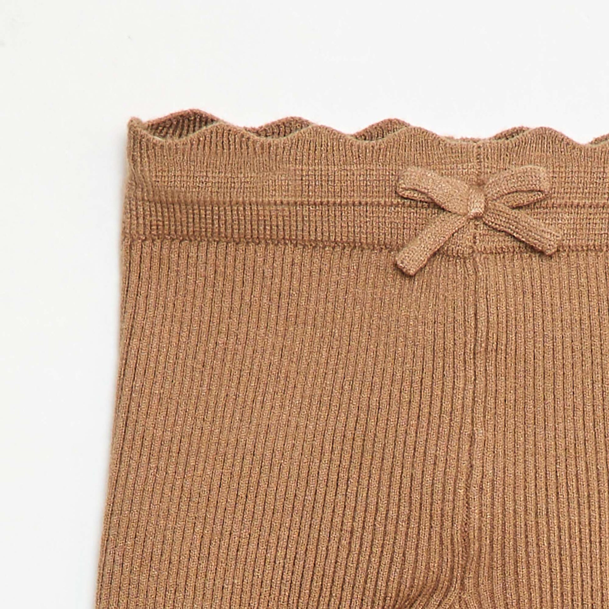 Legging côtelé avec nœud fantaisie MARRON