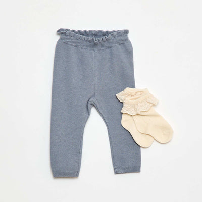 Ensemble Legging fantaisie + chaussette en dentelle BLEU