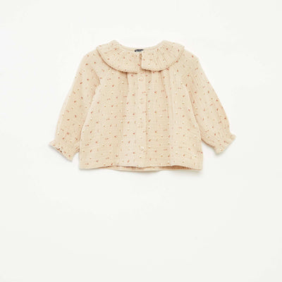Blouse en gaze de coton avec col claudine BEIGE