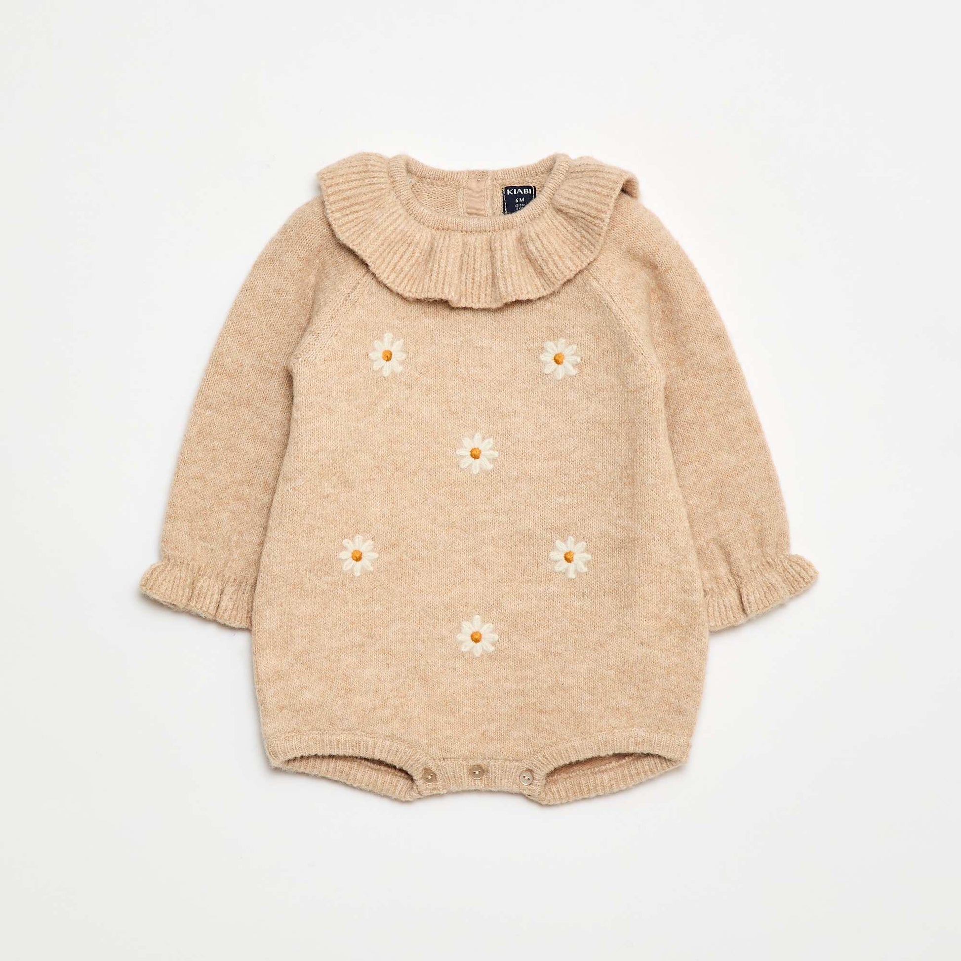 Combinaison en maille brodée BEIGE