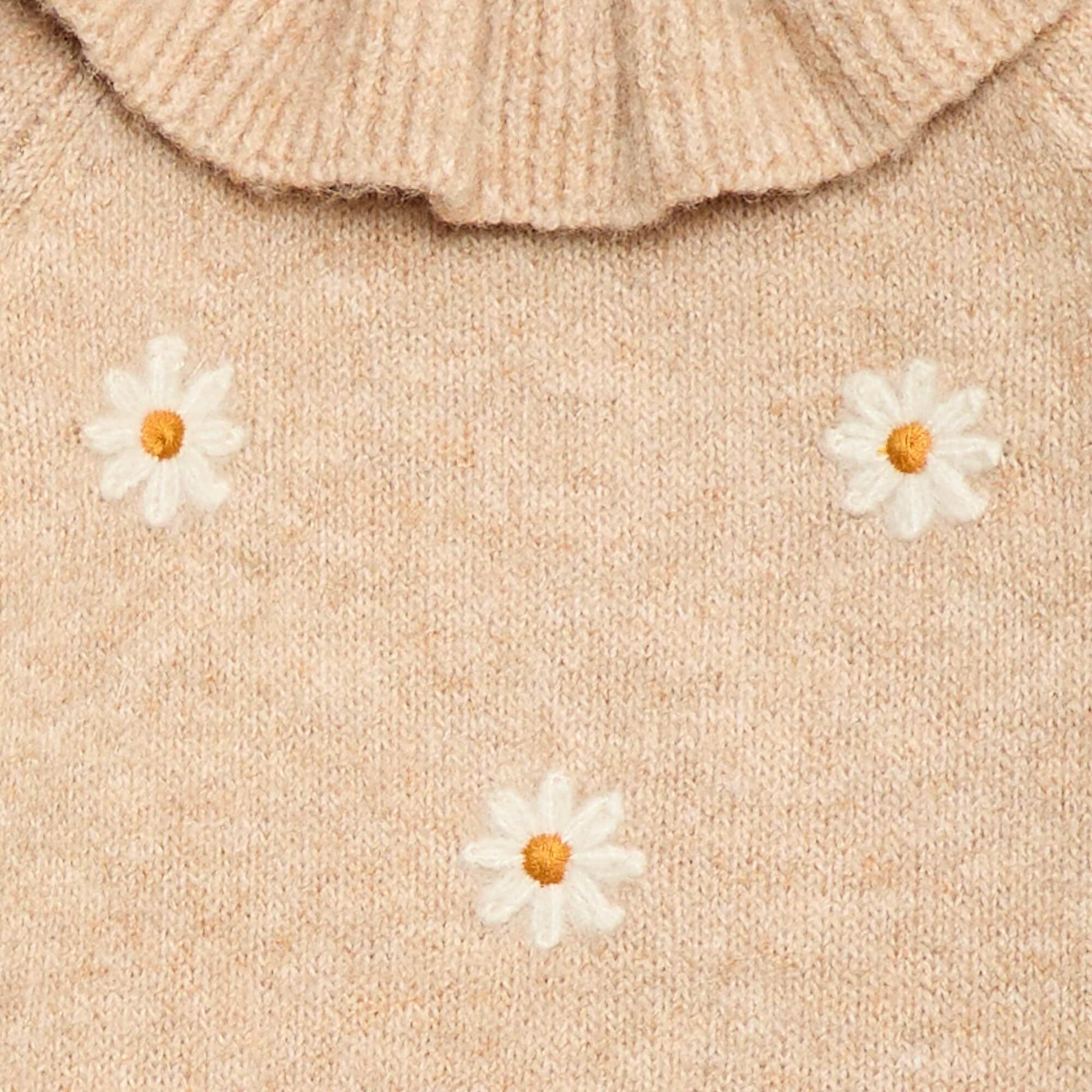 Combinaison en maille brodée BEIGE