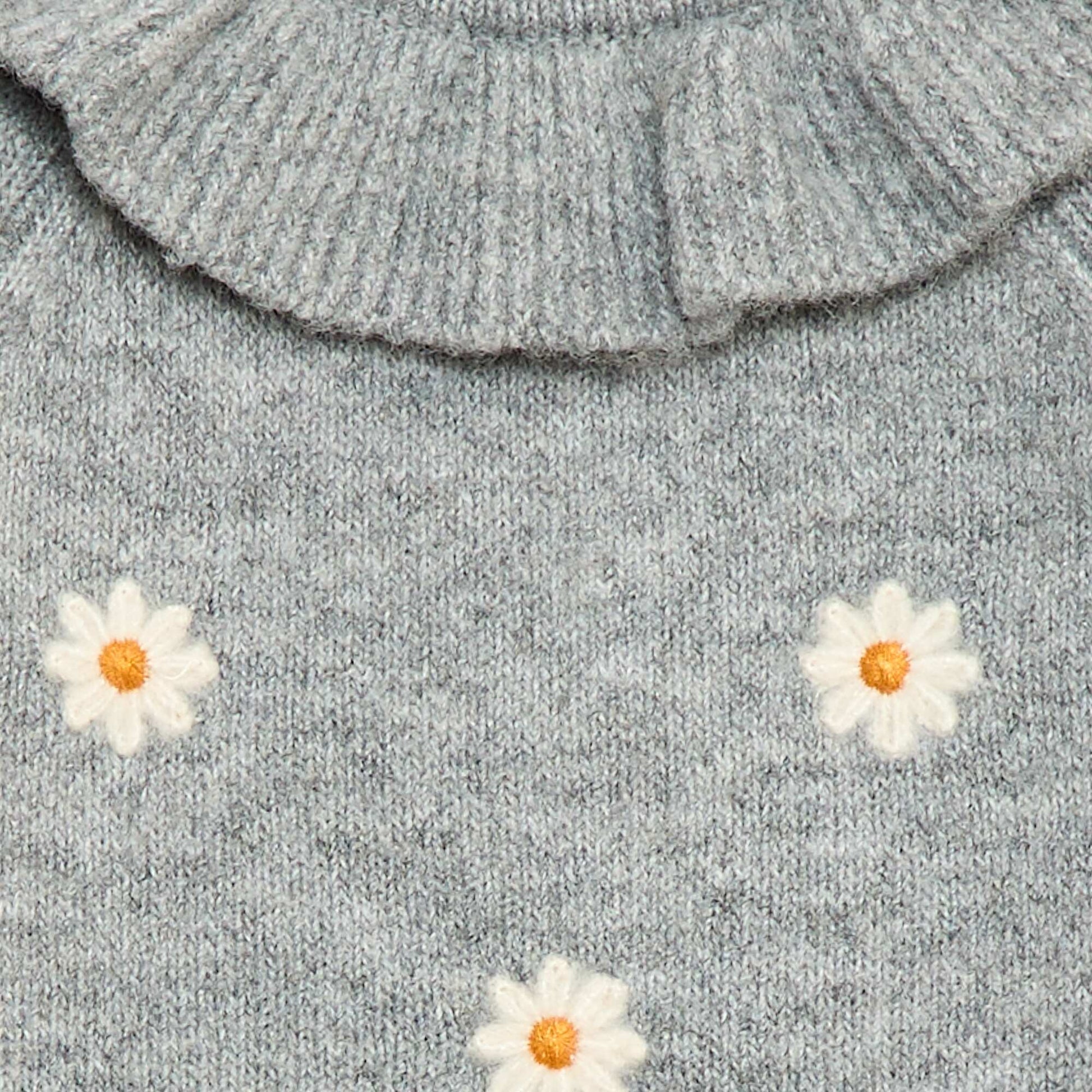 Combinaison en maille brodée GRIS