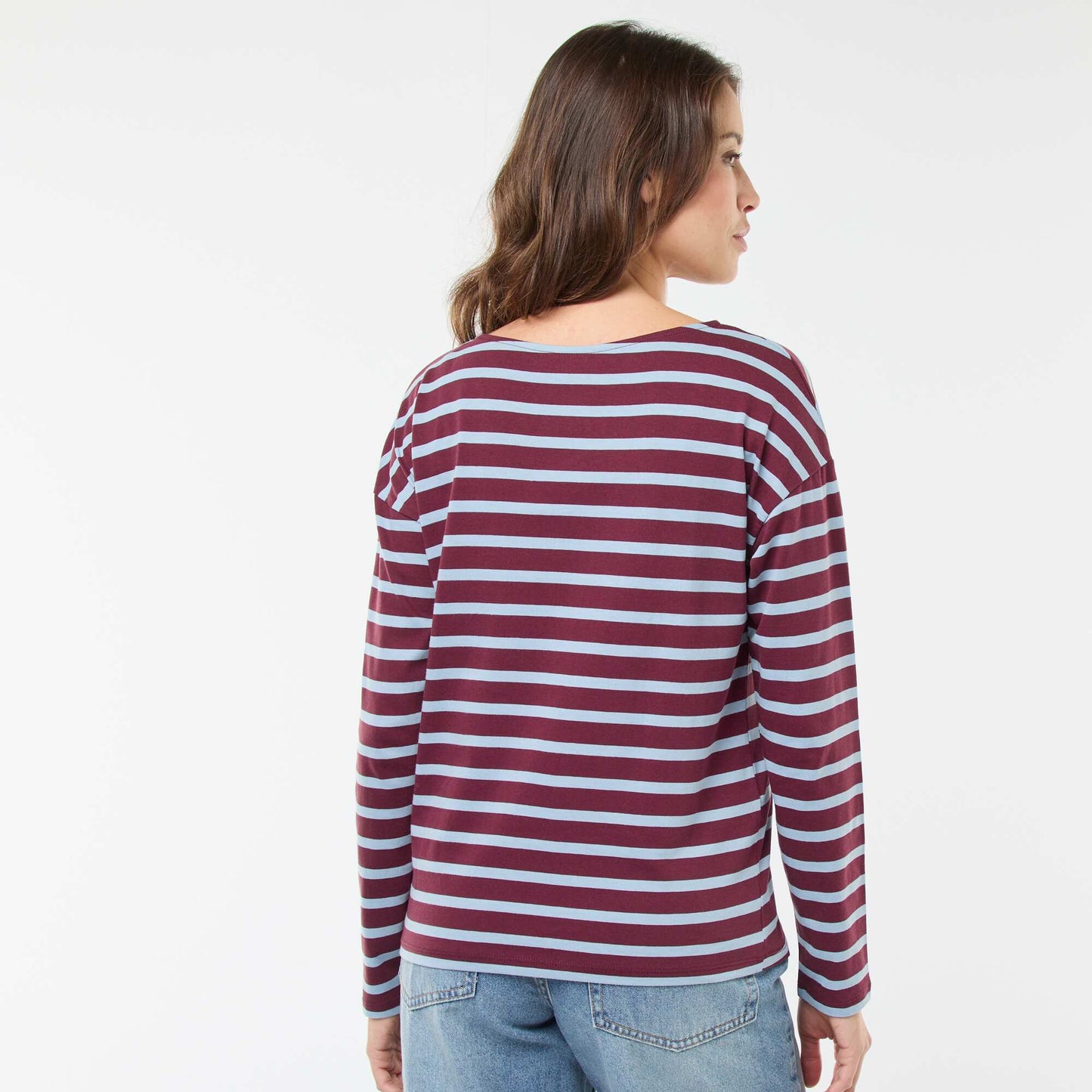 T-shirt en jersey à manches longues à motif rayé ROUGE