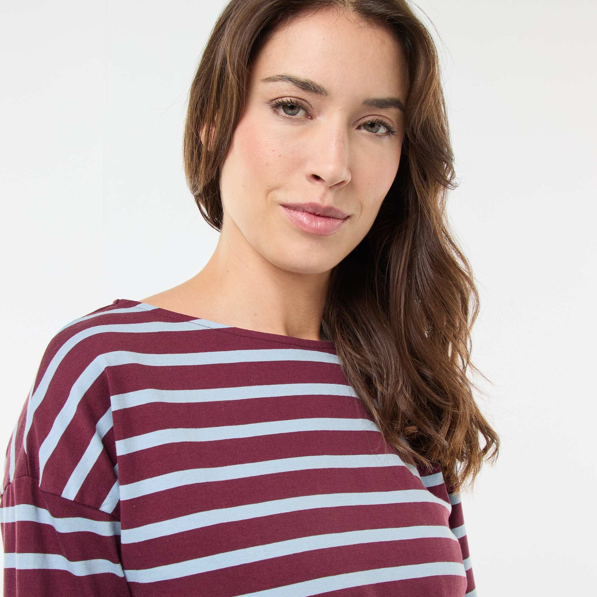 T-shirt en jersey à manches longues à motif rayé ROUGE