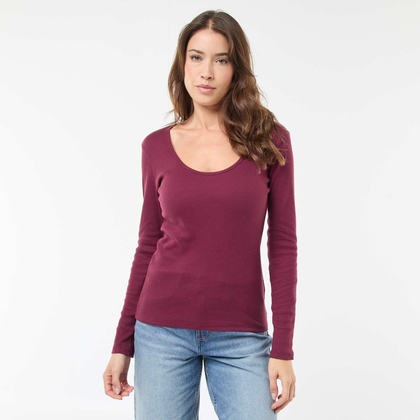 T-shirt côtelé à manches longues VIOLET