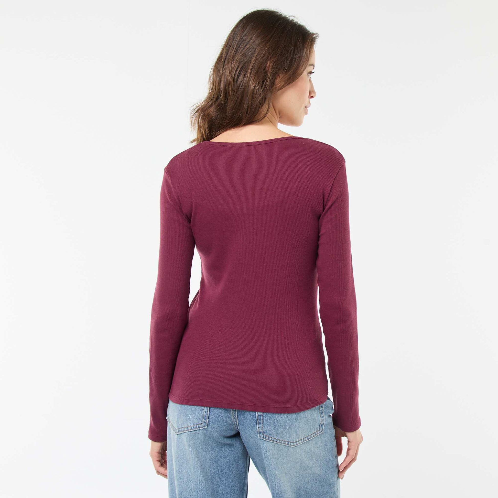 T-shirt côtelé à manches longues VIOLET