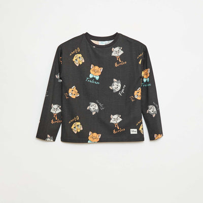 T-shirt 'Les Aristochats' 'Disney' à manches longues NOIR