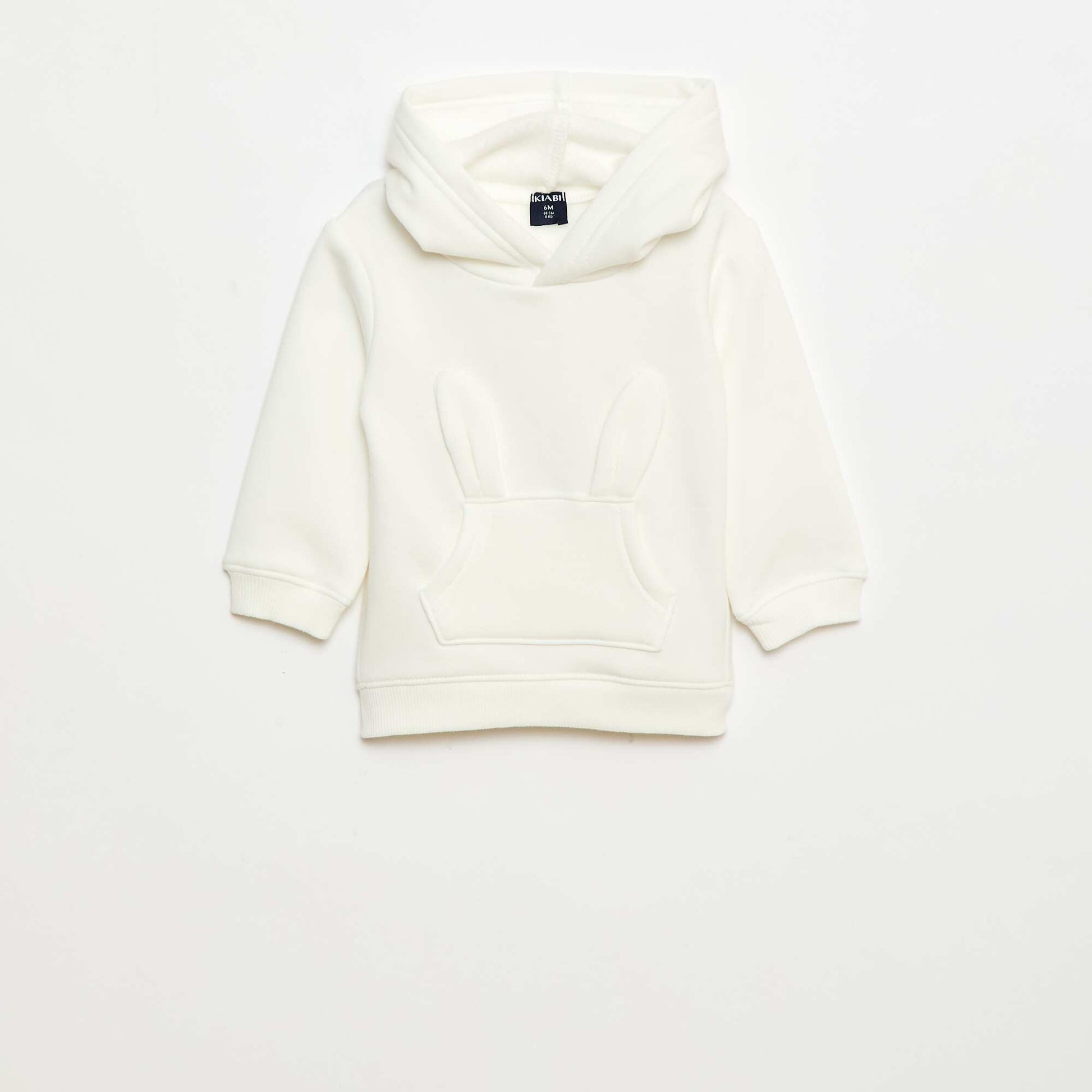 Sweat à capuche en molleton animé lapin BLANC