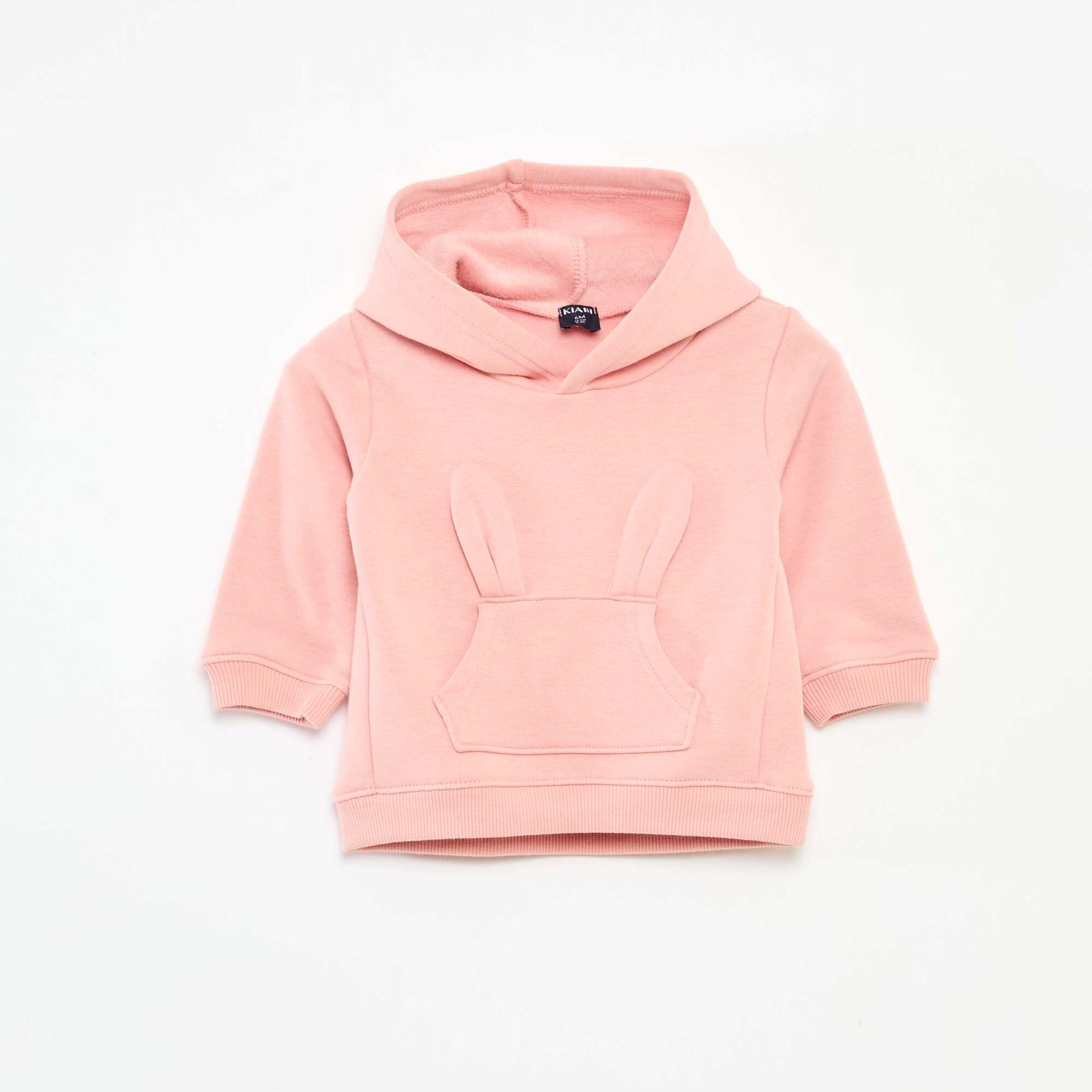 Sweat à capuche en molleton animé lapin ROSE