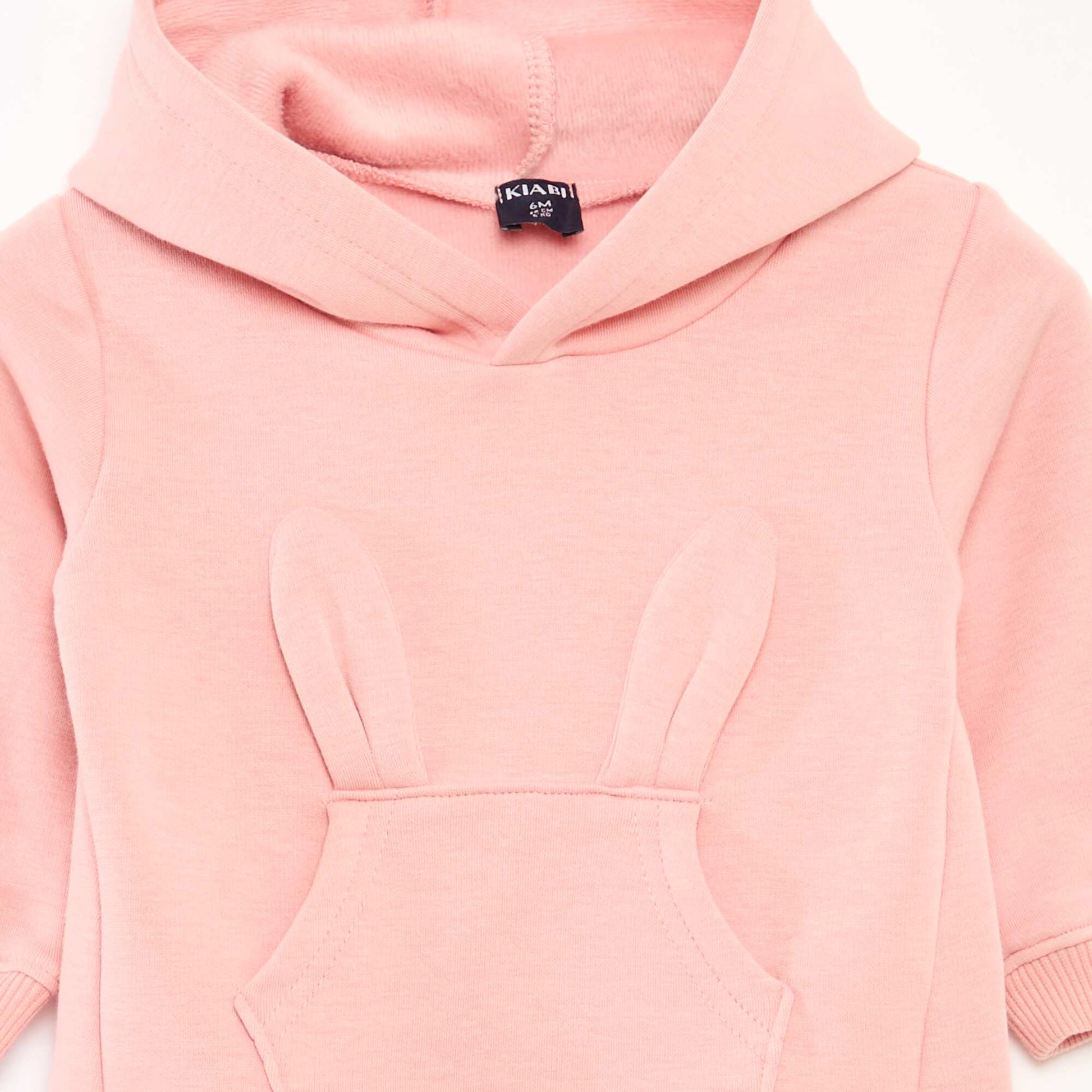 Sweat à capuche en molleton animé lapin ROSE