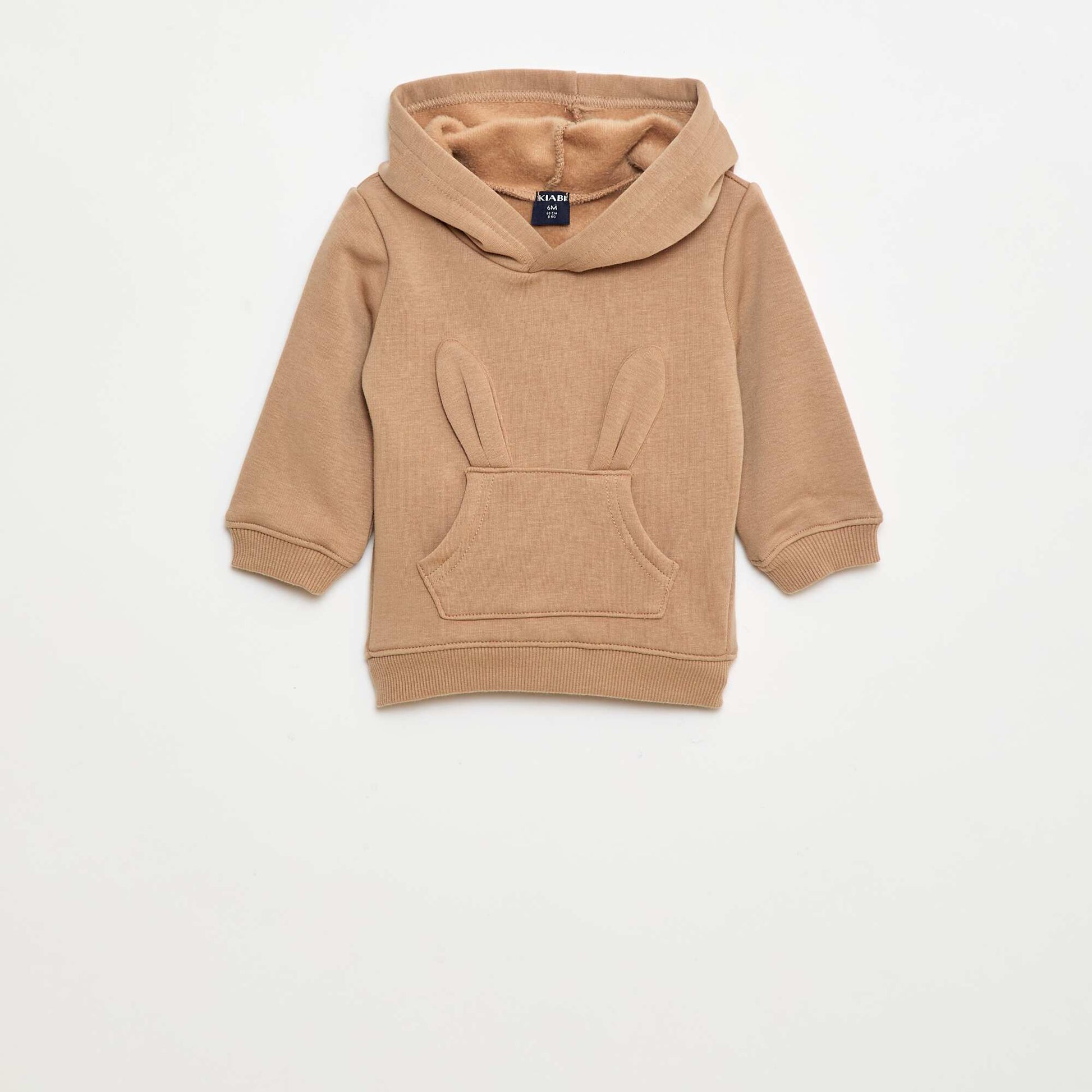 Sweat à capuche en molleton animé lapin MARRON