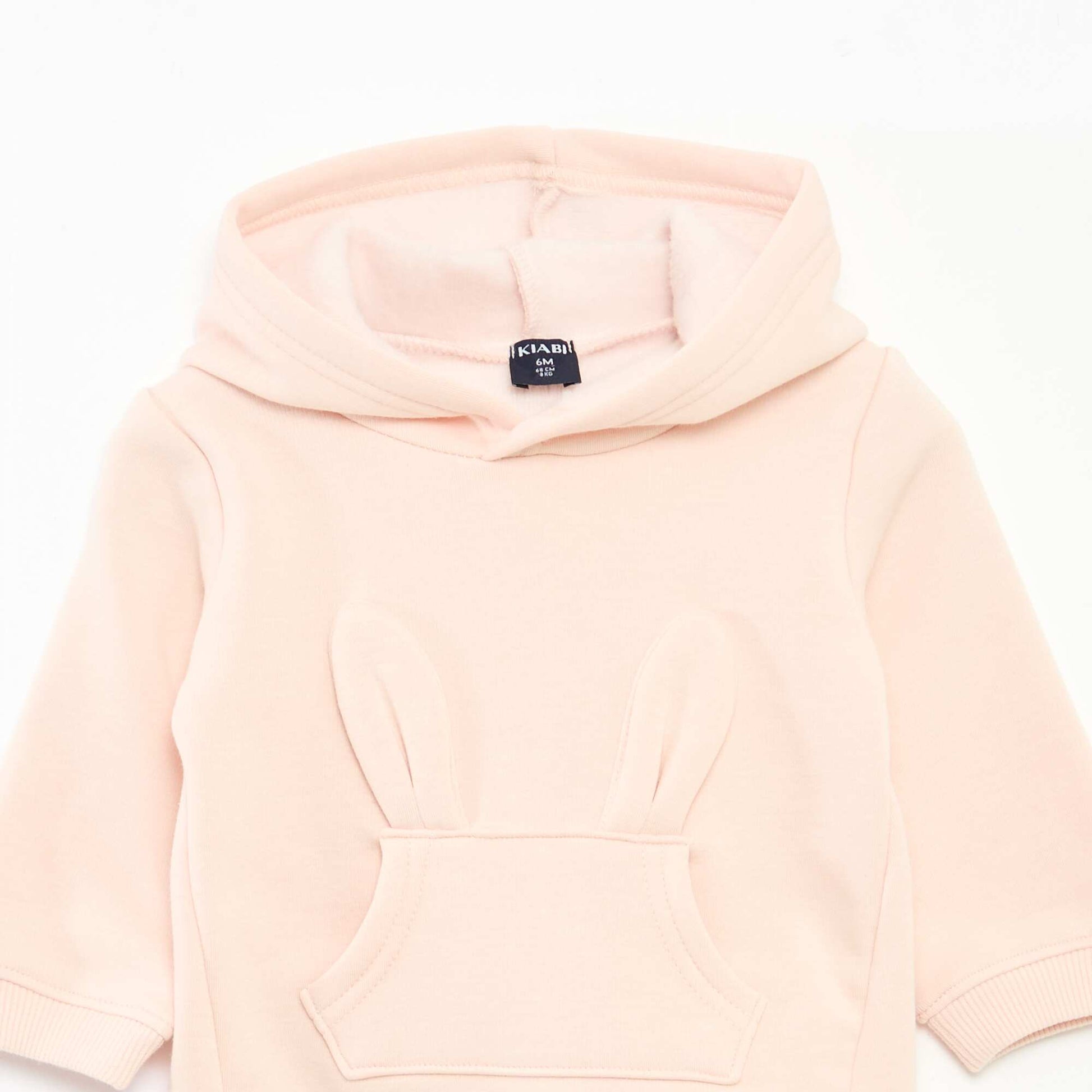 Sweat à capuche en molleton animé lapin ROSE