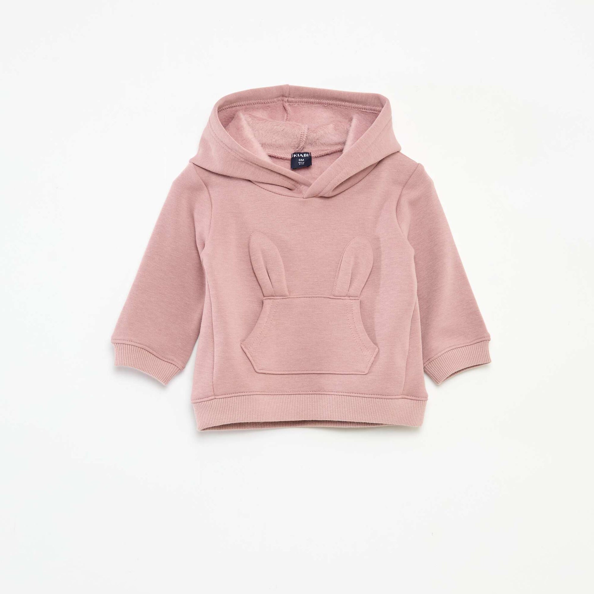 Sweat à capuche en molleton animé lapin ROSE