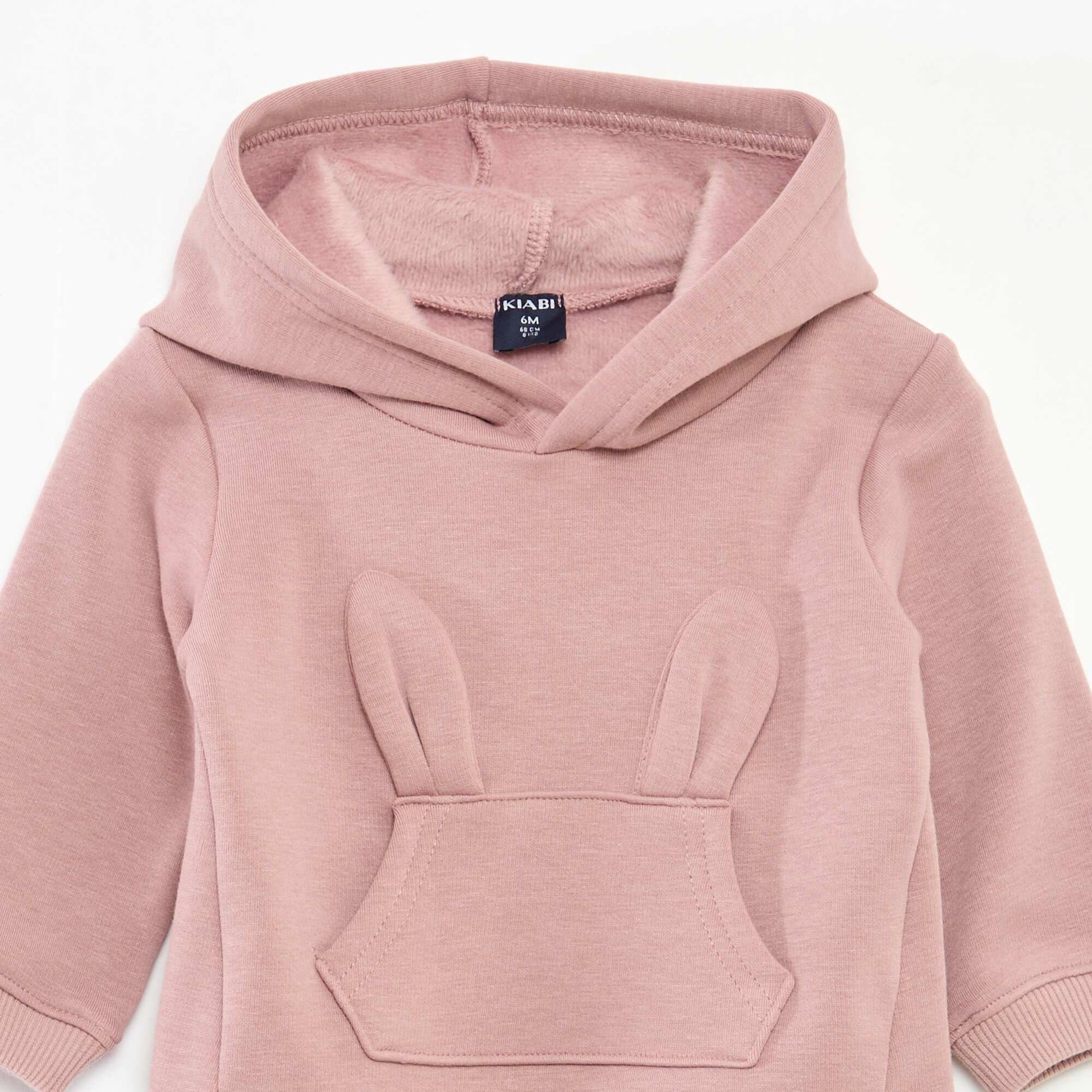 Sweat à capuche en molleton animé lapin ROSE