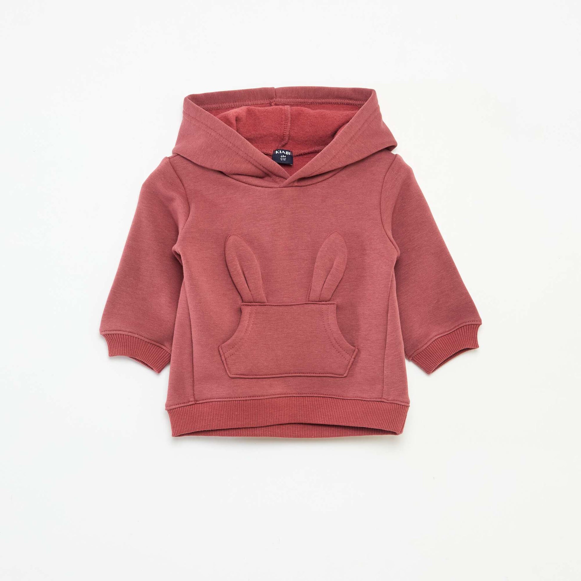Sweat à capuche en molleton animé lapin ROUGE